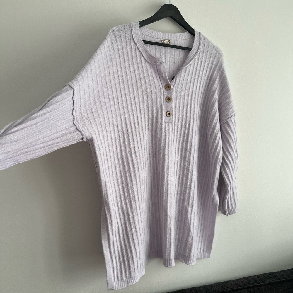 Free People Around the Clock Lavender‎ Long Sleeve Top Medium - Picture 2 of 7